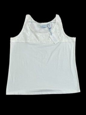 Liz Wear by Liz Claiborne White Lace Embellished Tank Top Sleeveless Shirt - NWT